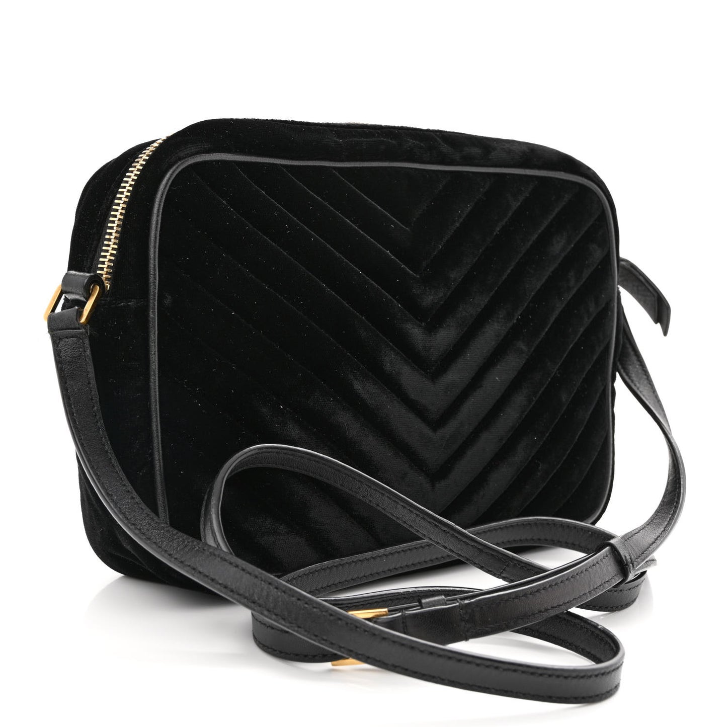Velvet Matelasse Monogram Lou Camera Bag Black