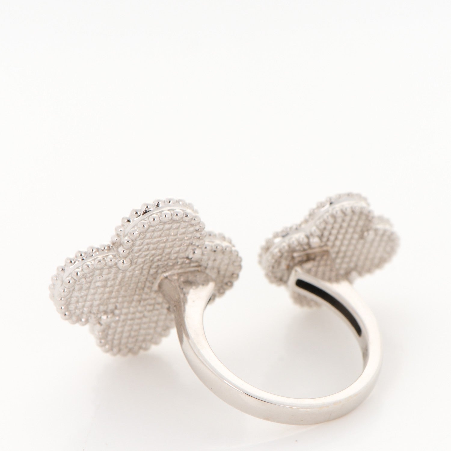 Van Cleef & Arpels 18K White Gold Mother of Pearl Magic Alhambra Between the Finger Ring 53 6.5 3 of 6