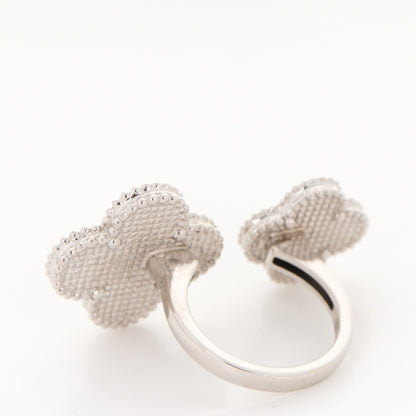 Van Cleef & Arpels 18K White Gold Mother of Pearl Magic Alhambra Between the Finger Ring 53 6.5 3 of 6