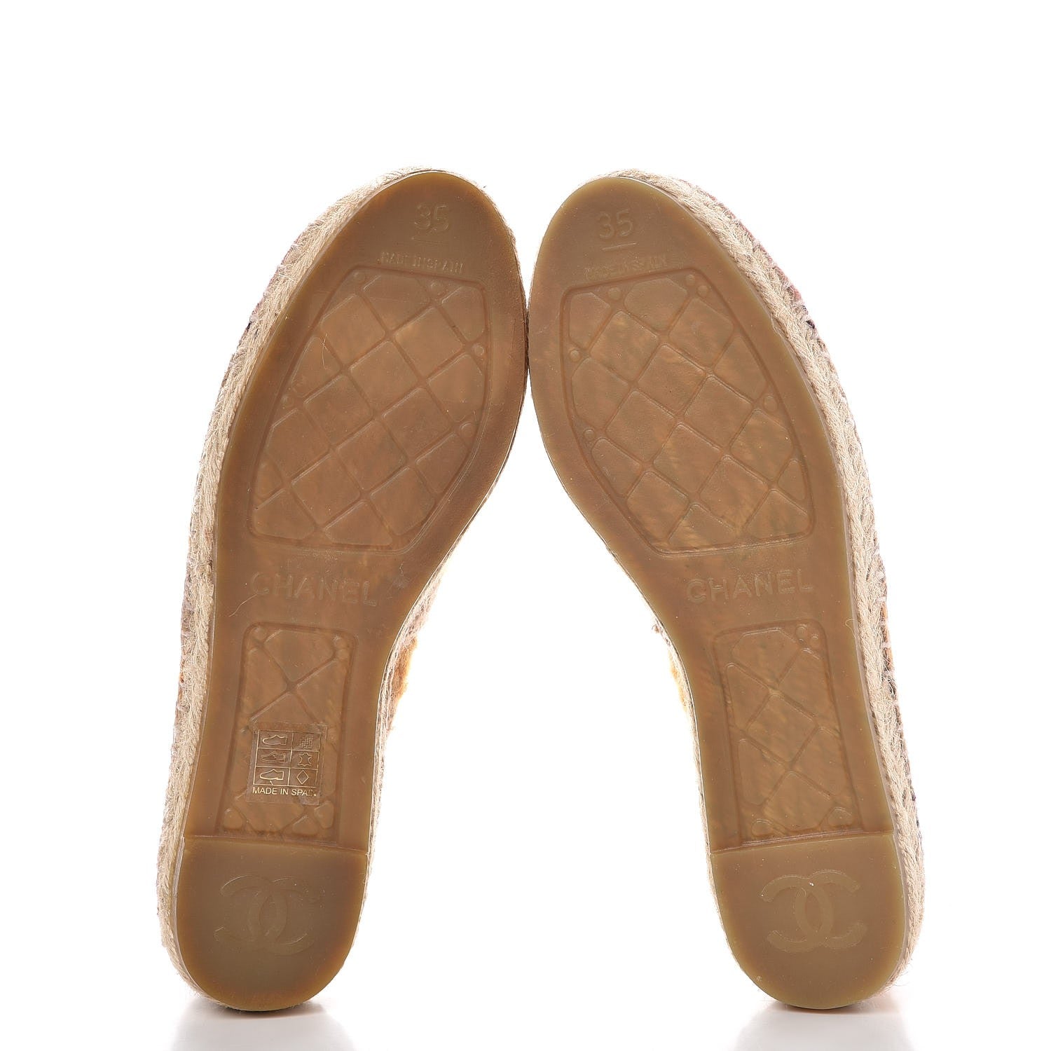Chanel Tweed CC Espadrilles 35 Beige Pink Peach 5 of 10