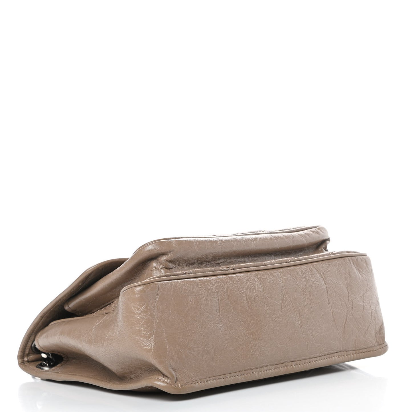 Crinkled Calfskin Matelasse Monogram Medium Niki Chain Satchel Light Taupe