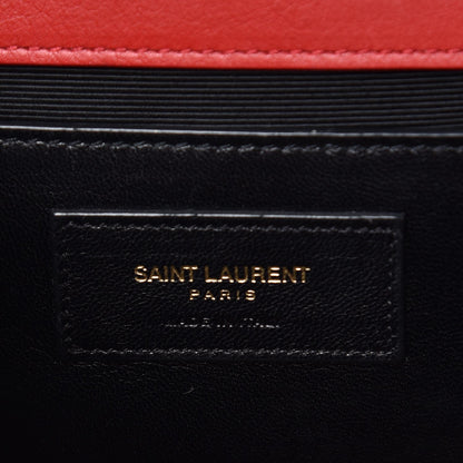 Saint Laurent Calfskin Studded Medium Monogram Satchel Red 6 of 9