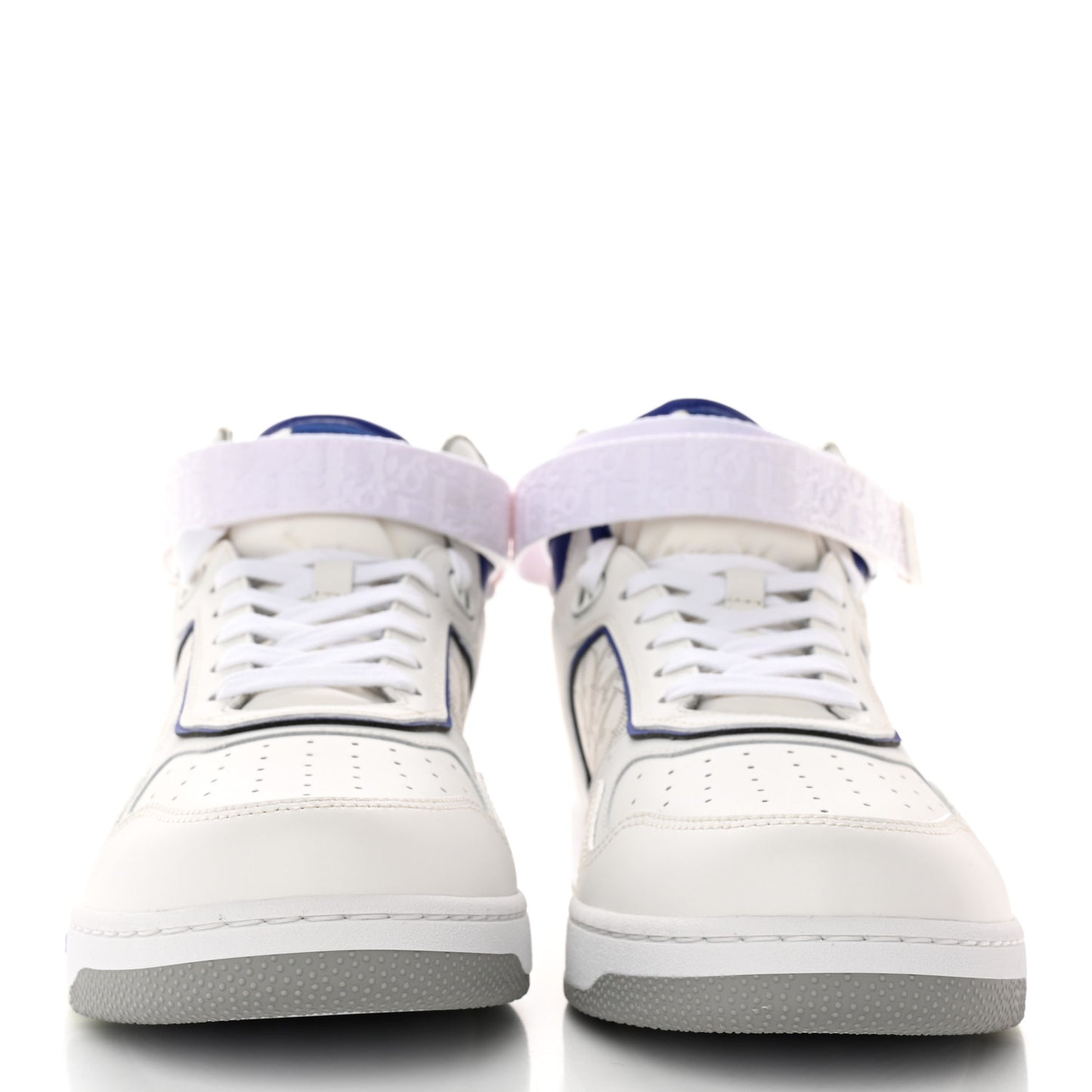 Smooth Calfskin Oblique Galaxy Perforated Mens B27 Mid Top Sneakers 44 White Blue