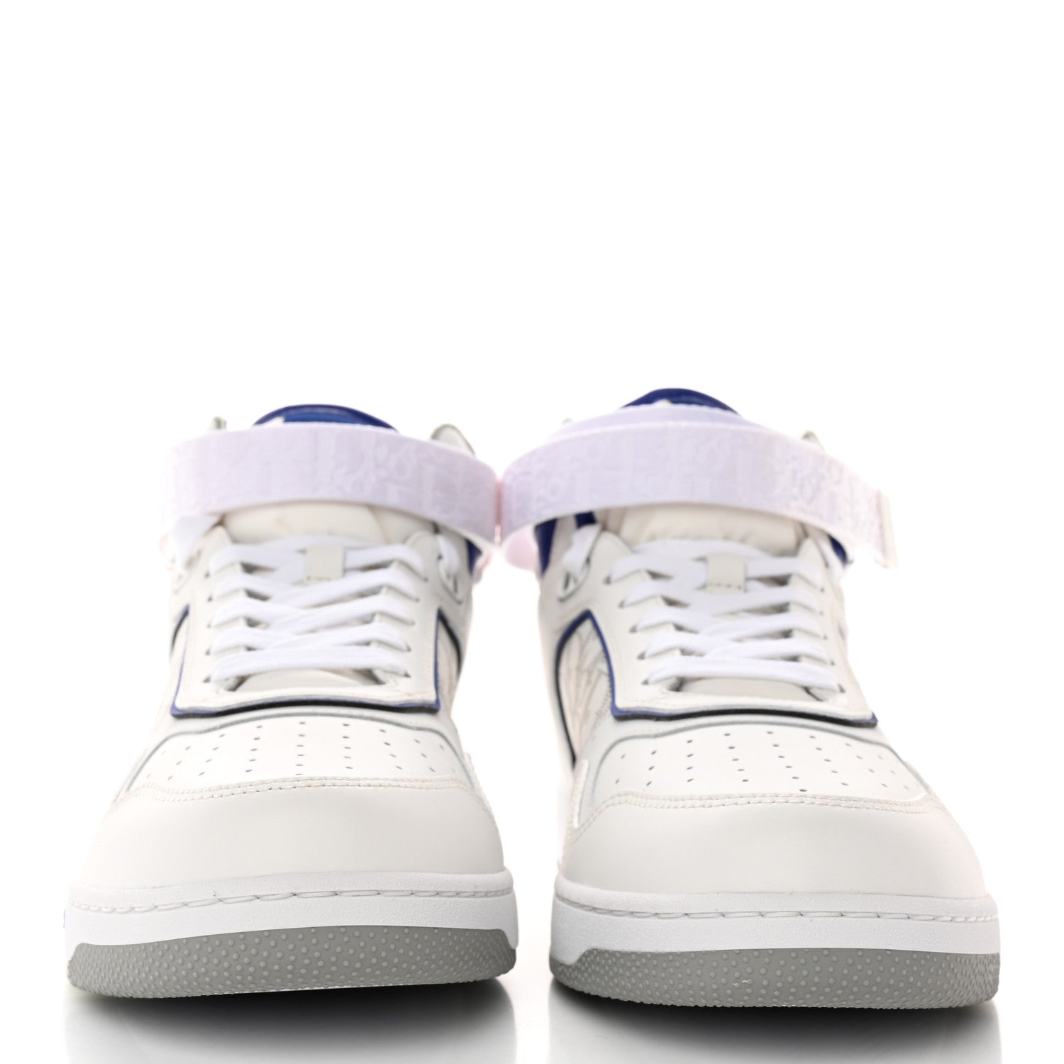 Christian Dior Smooth Calfskin Oblique Galaxy Perforated Mens B27 Mid Top Sneakers 44 White Blue 2 of 11
