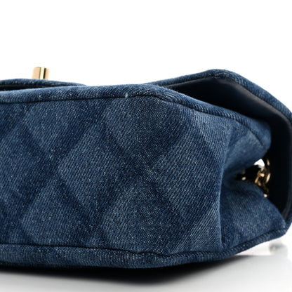Chanel Printed Denim Quilted Mini Rectangular Flap Dark Blue 10 of 11