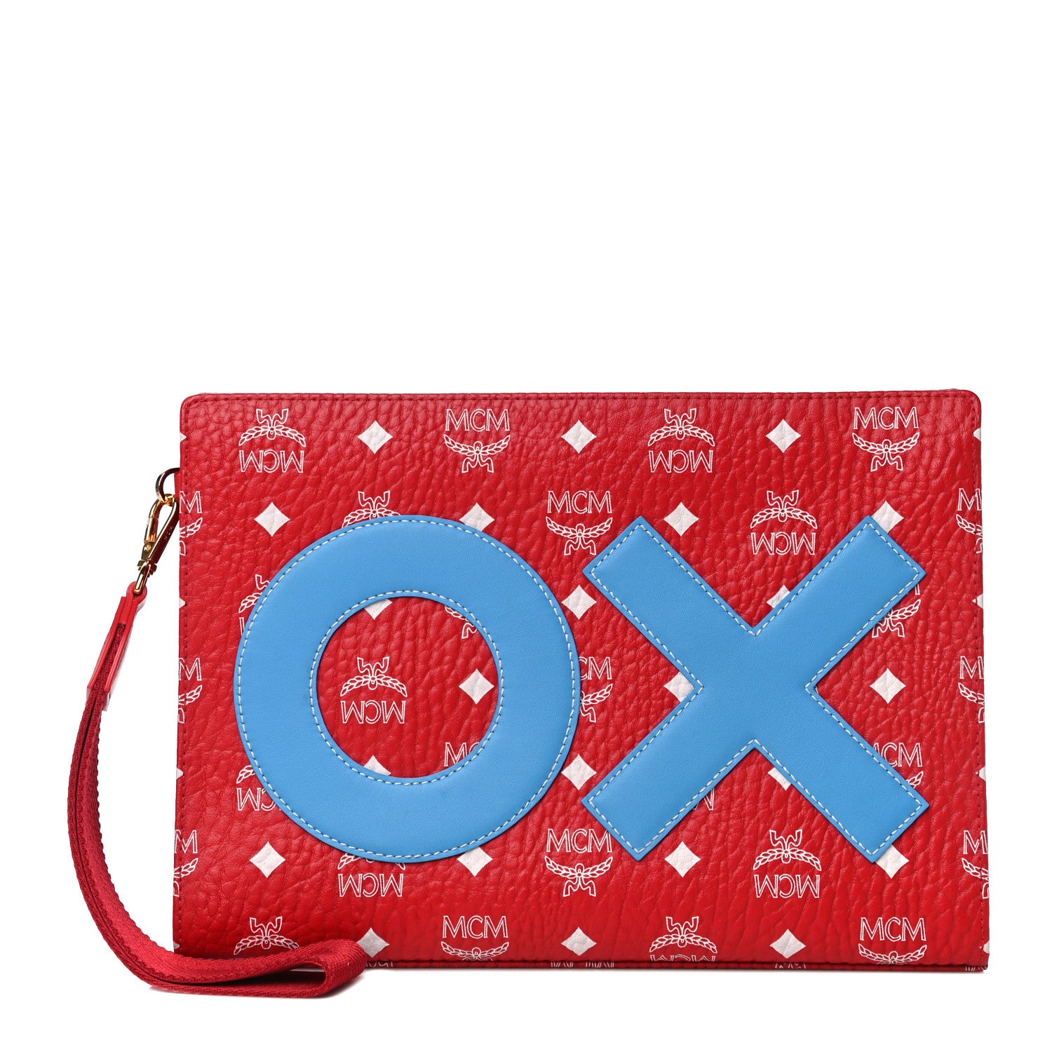 MCM Visetos Year Of The Ox Medium Standing Wristlet Zip Pouch Viva Red 1 of 11