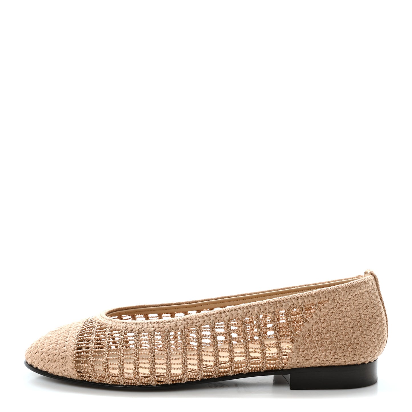 Raffia Cap Toe Ballerina Flats 37.5 Dark Beige