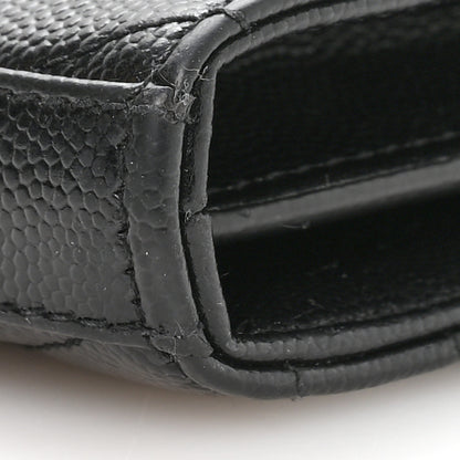 Saint Laurent Grain De Poudre Matelasse Chevron Monogram Chain Wallet Black 9 of 10
