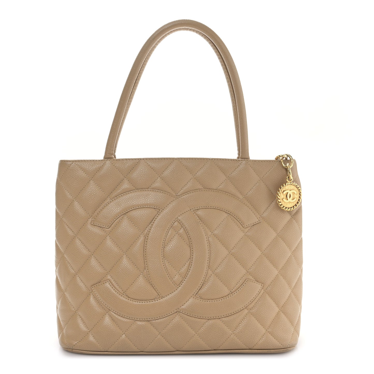 Caviar Quilted Medallion Tote Beige