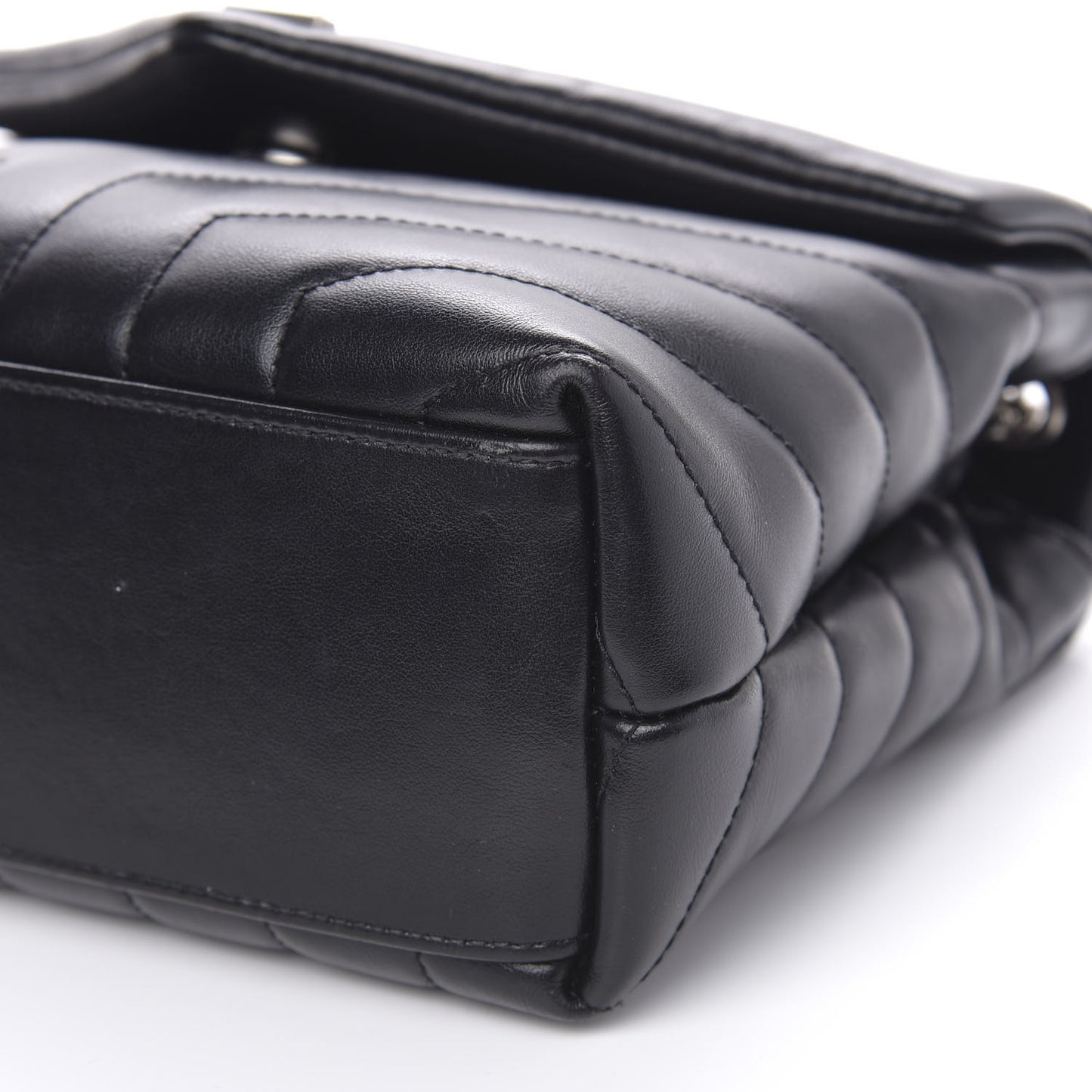 Calfskin Y Quilted Monogram Small Loulou Chain Satchel Black