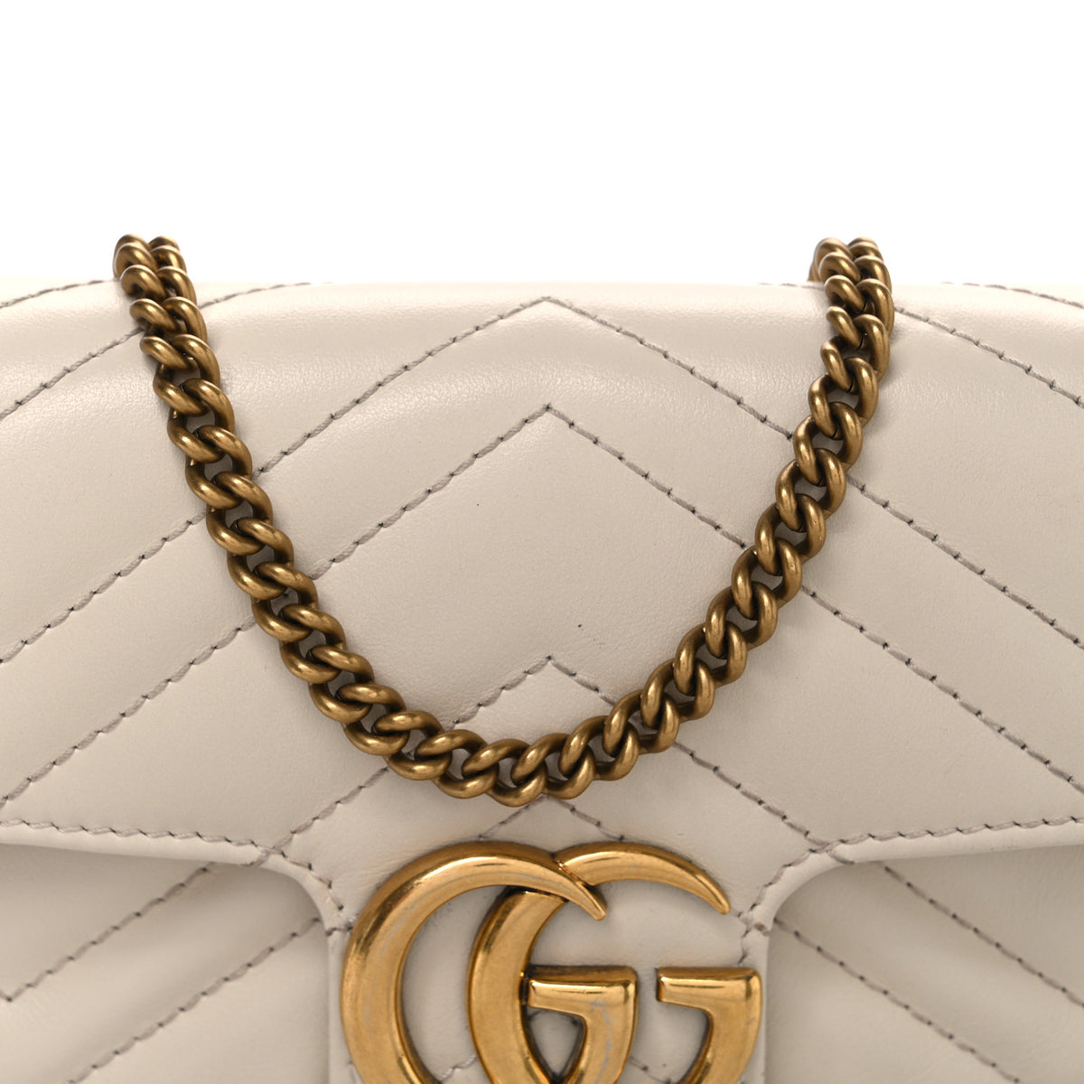 Gucci Calfskin Matelasse Super Mini GG Marmont Shoulder Bag White 8 of 10