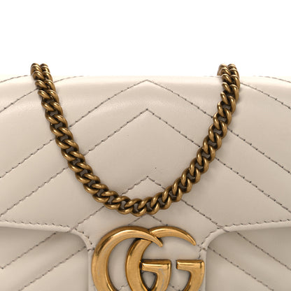 Gucci Calfskin Matelasse Super Mini GG Marmont Shoulder Bag White 8 of 10