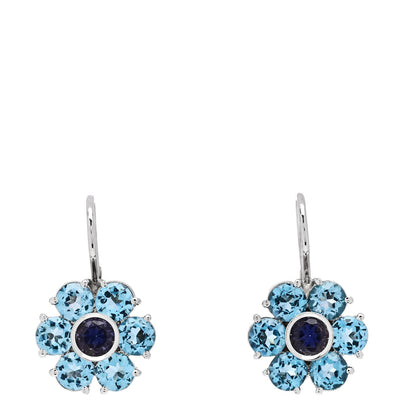 Pasquale Bruni PASQUALE BRUNI 18K White Gold Blue Topaz Tanzanite Flower Drop Earrings 1 of 5