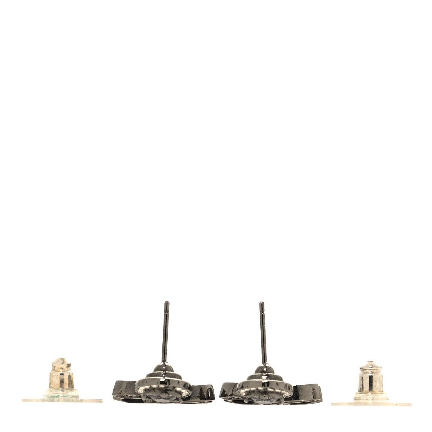 Chanel Ruthenium Crystal CC Drop Earrings Silver Grey 3 of 6