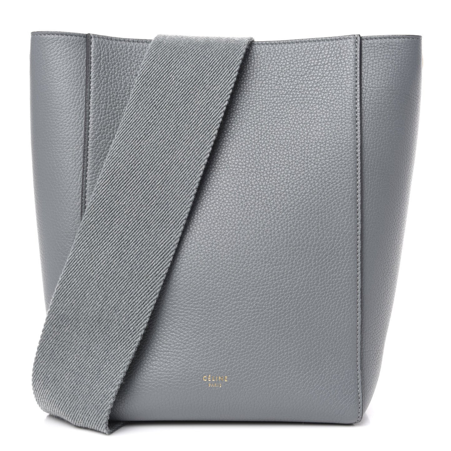 Soft Grained Calfskin Small Sangle Bucket Bag Grey