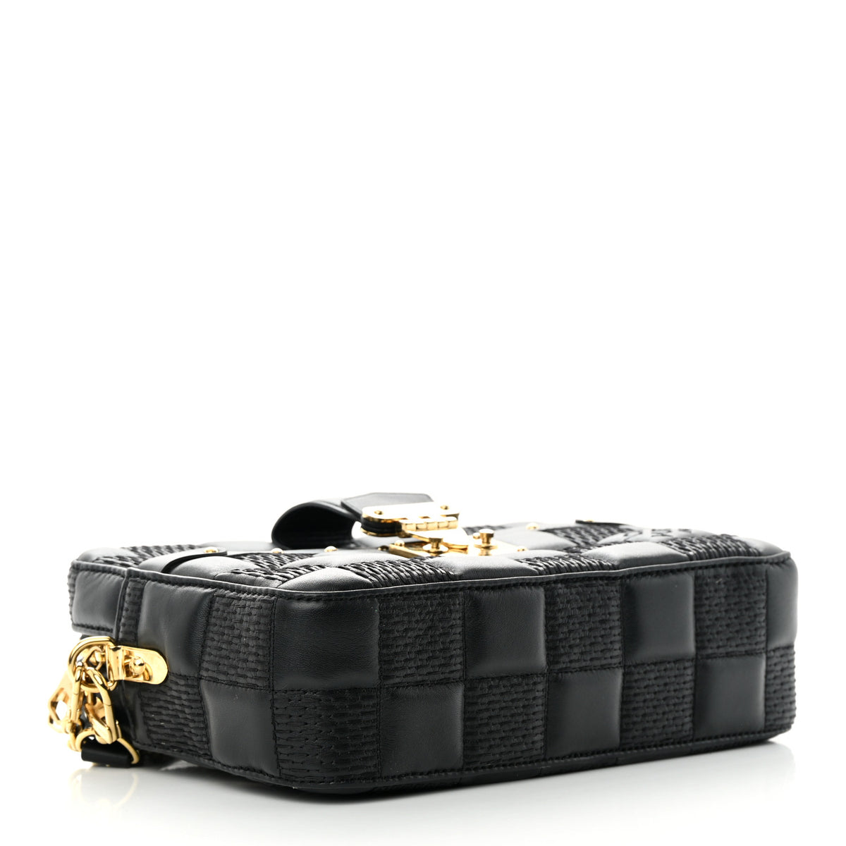 Lambskin Damier Quilt Troca MM Black