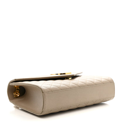 Saint Laurent Grain De Poudre Textured Mixed Matelasse Medium Triquilt Monogram Satchel Dark Beige 4 of 11
