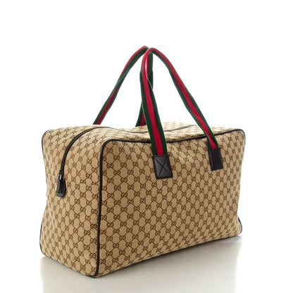 Gucci GG Monogram Web Large Collapsible Carry On Duffle Beige Brown 3 of 7