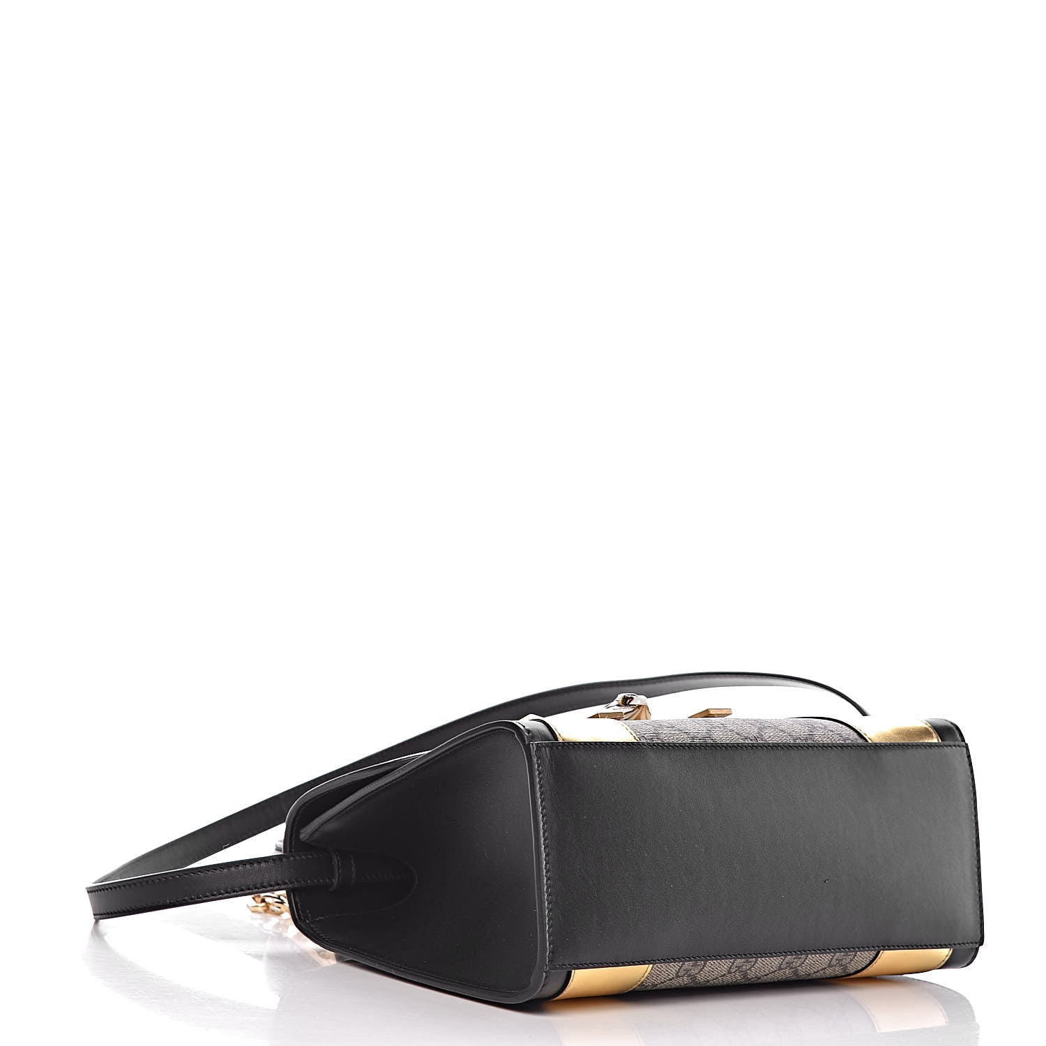 Gucci GG Supreme Monogram Small Osiride Top Handle Bag Black Gold 5 of 12