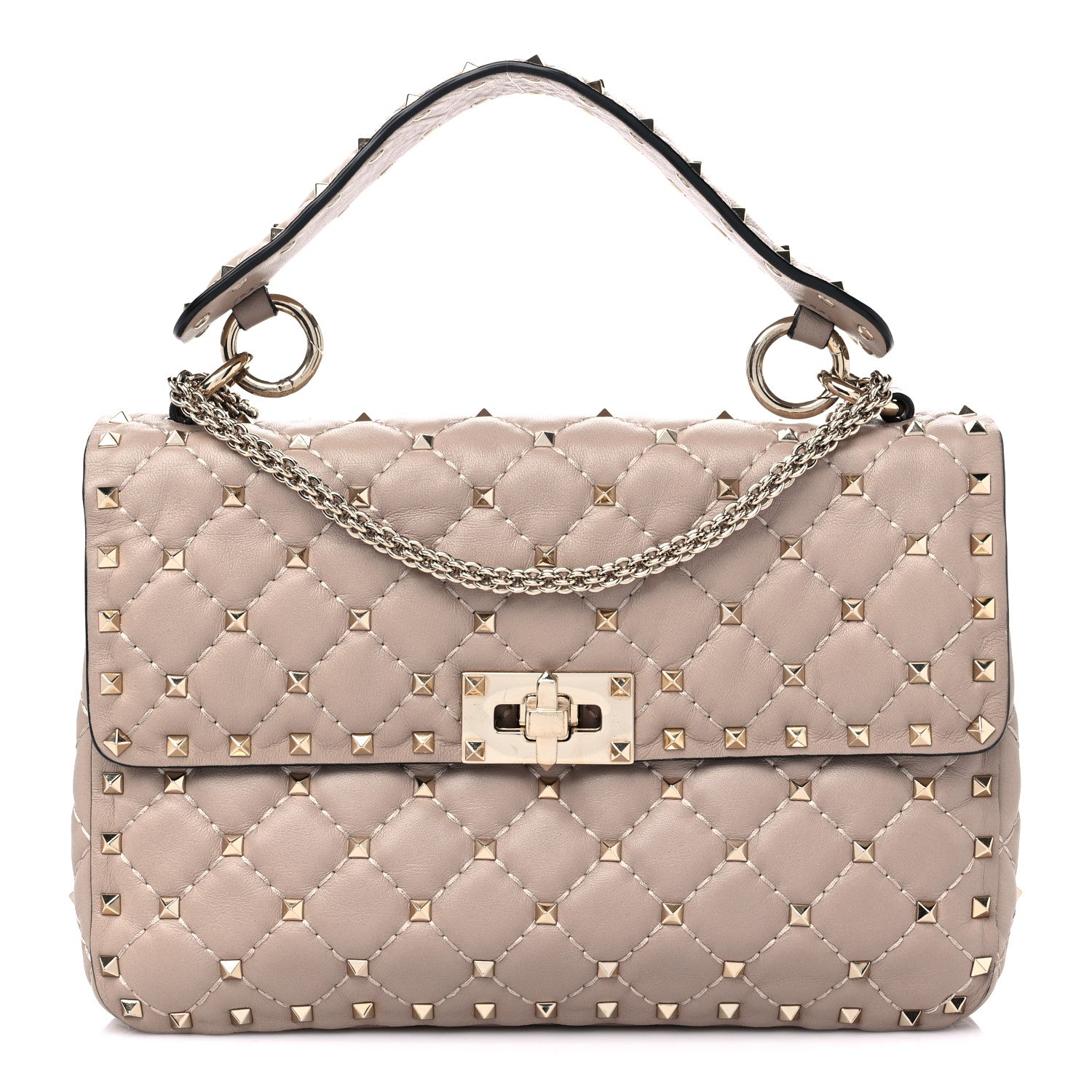 Valentino Garavani Lambskin Medium Rockstud Spike Shoulder Bag Poudre 1 of 9