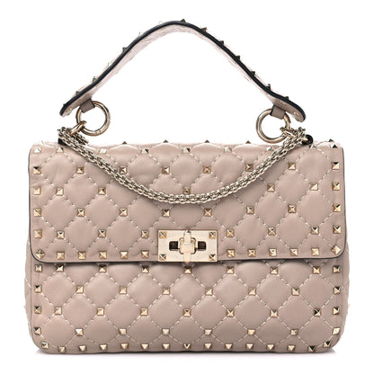 Valentino Garavani Lambskin Medium Rockstud Spike Shoulder Bag Poudre 1 of 9