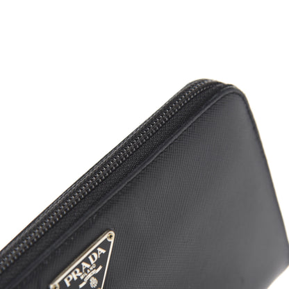 Prada Saffiano Triangle Zip Around Wallet Black 8 of 11