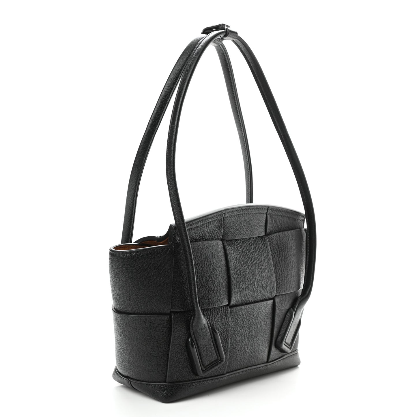 Grained Calfskin Maxi Intrecciato Small Arco Black