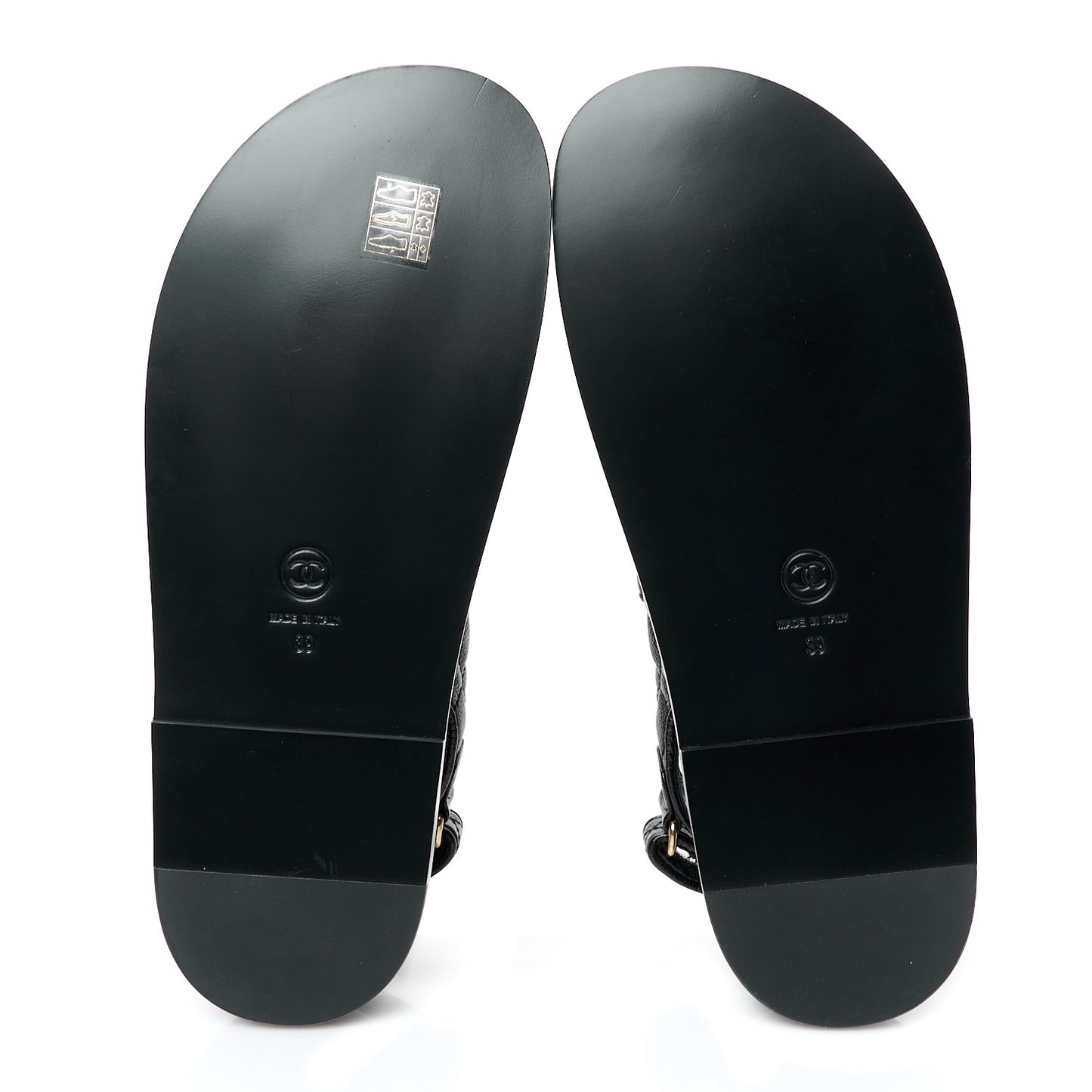 Grained Calfskin Velcro Dad Sandals 39 Black