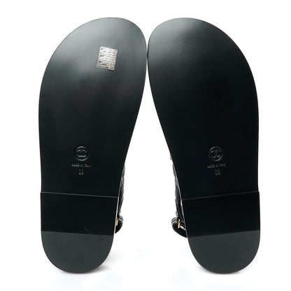 Chanel Grained Calfskin Velcro Dad Sandals 39 Black 6 of 9