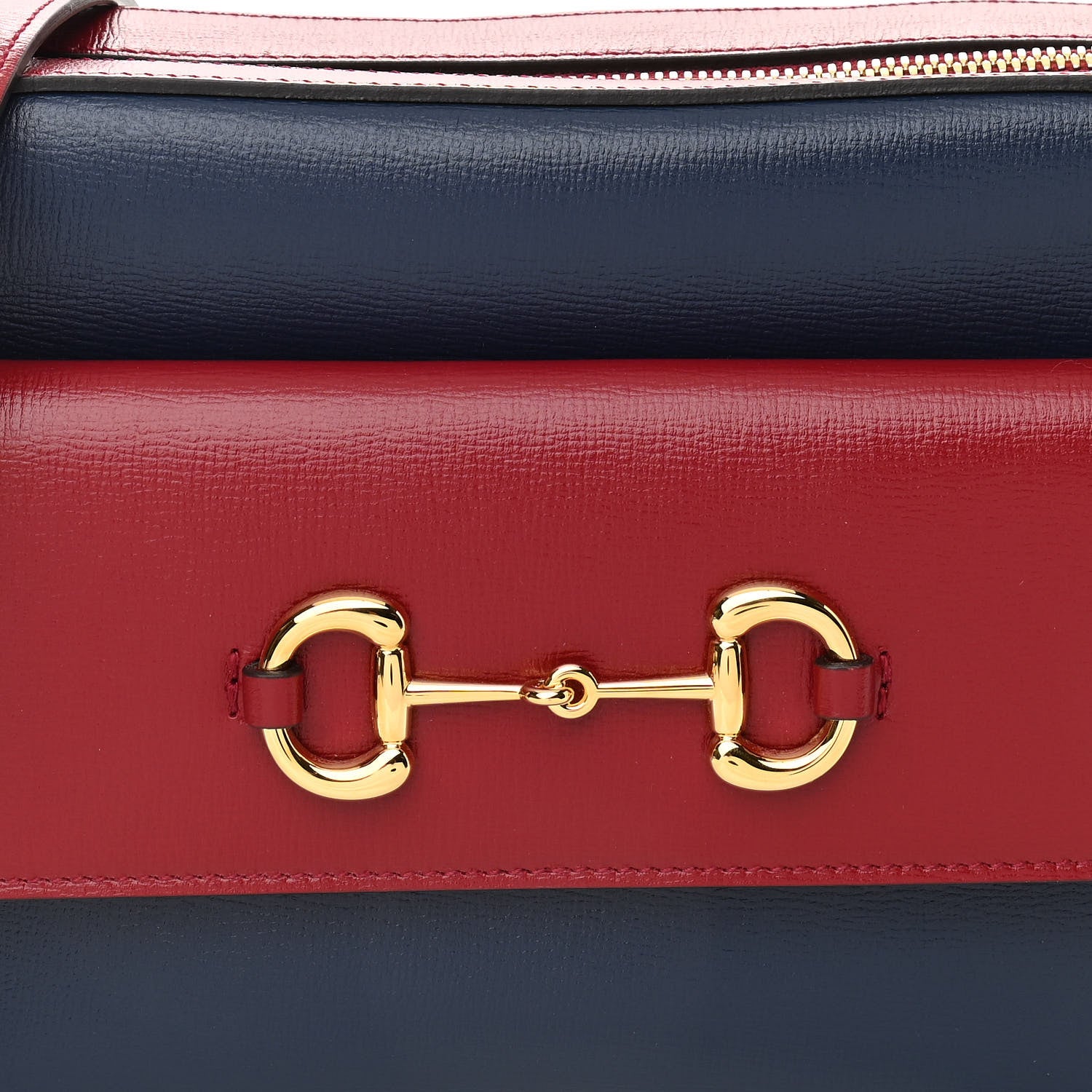 Gucci Textured Calfskin Small Horsebit 1955 Shoulder Bag Blue New Cherry Red 9 of 11