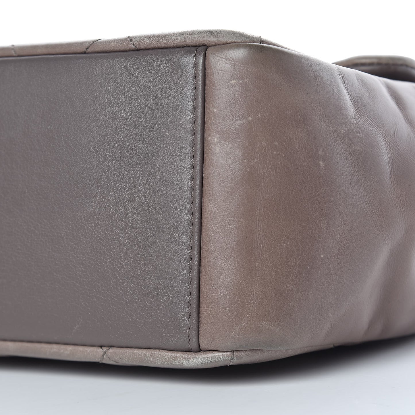 Glazed Calfskin Quilted Medium Gold Bar Top Handle Flap Dark Grey