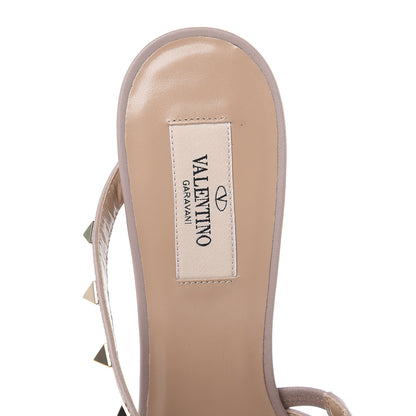 Valentino Garavani Pebbled Calfskin Rockstud Cross Strap 50mm Mules 39 Poudre 6 of 8