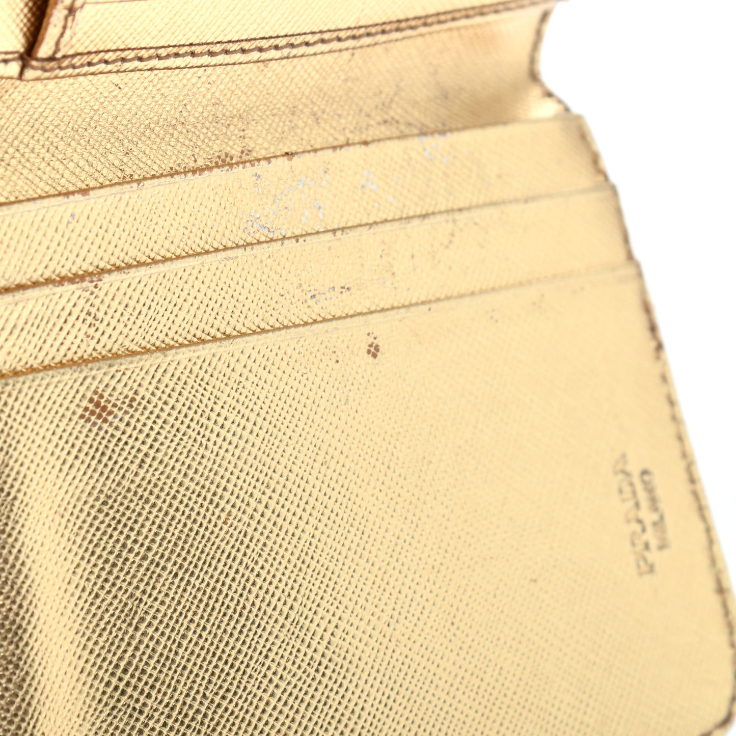 Metallic Saffiano Compact Zip Around Wallet Gold