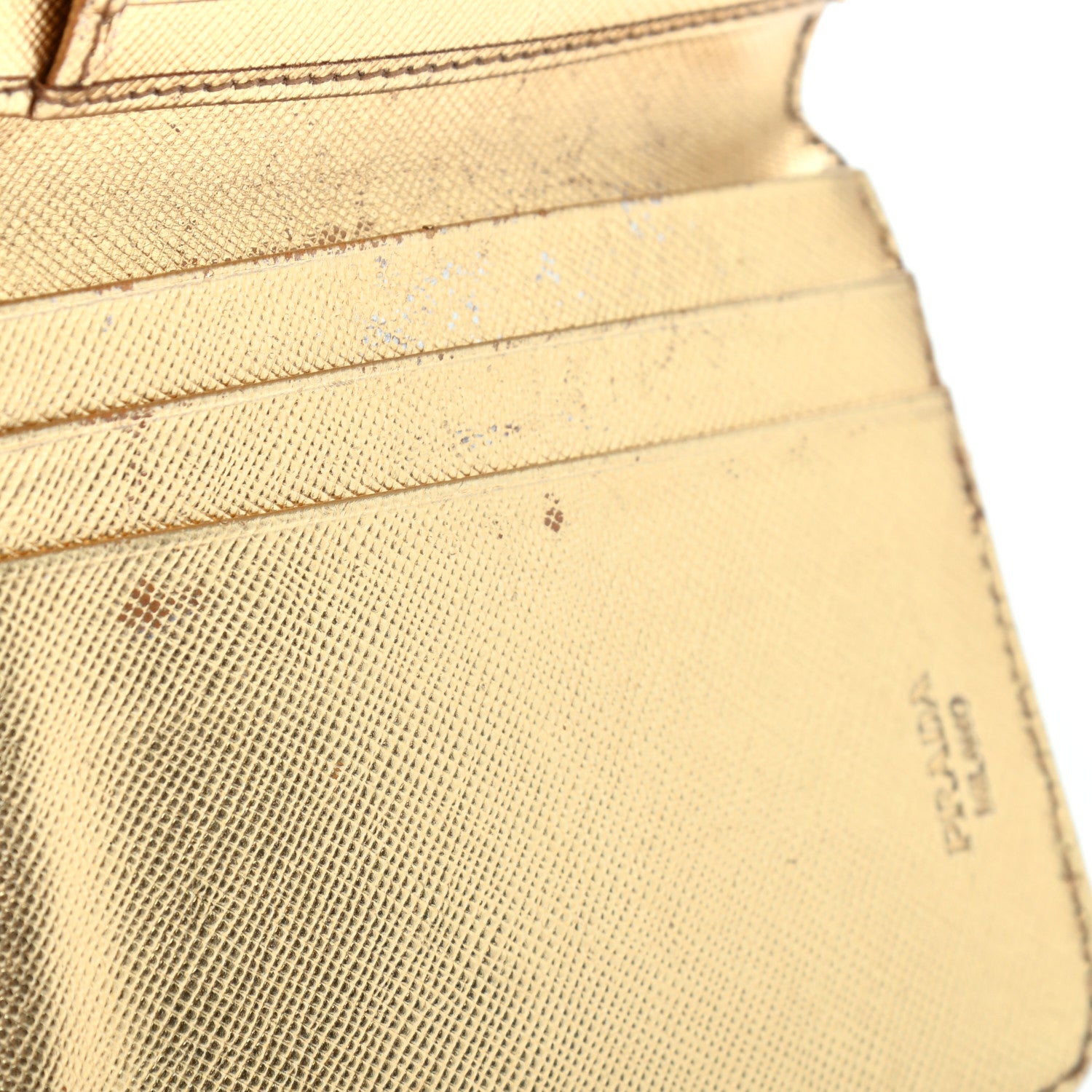 Prada Metallic Saffiano Compact Zip Around Wallet Gold 26 of 26