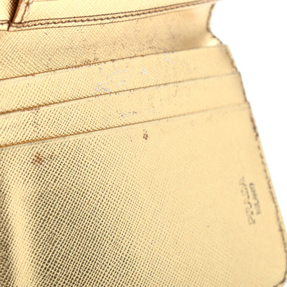 Prada Metallic Saffiano Compact Zip Around Wallet Gold 26 of 26