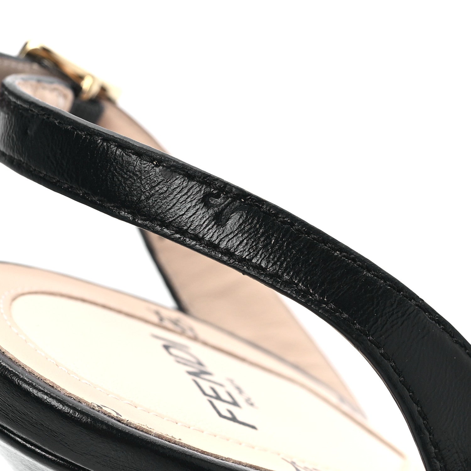 Fendi Calfskin Karligraphy Embossed Ffreedom Slingback Sandals 36 Black 8 of 8