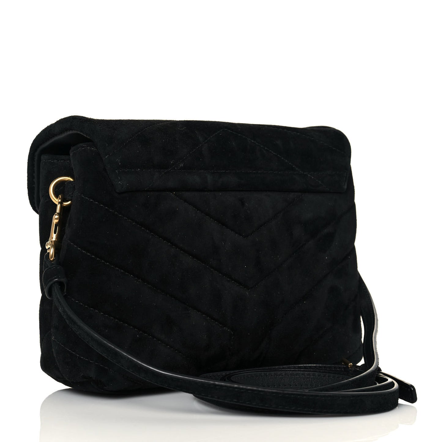 Suede Y Quilted Monogram Toy Loulou Crossbody Bag Black