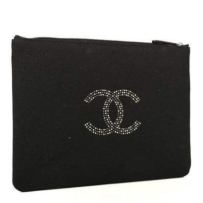 Chanel Canvas Studded CC Medium Cosmetic Pouch Black 2 of 4