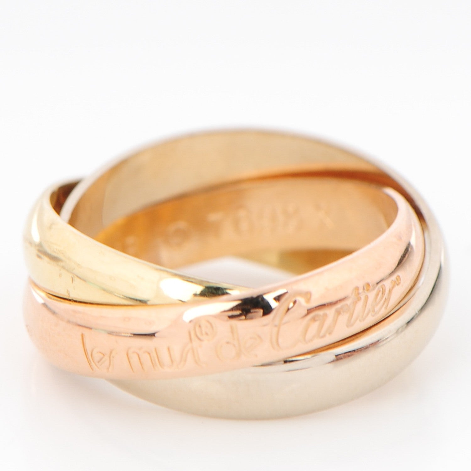 Cartier 18K Pink Yellow White Gold Classic Trinity Ring 46 3.75 3 of 9