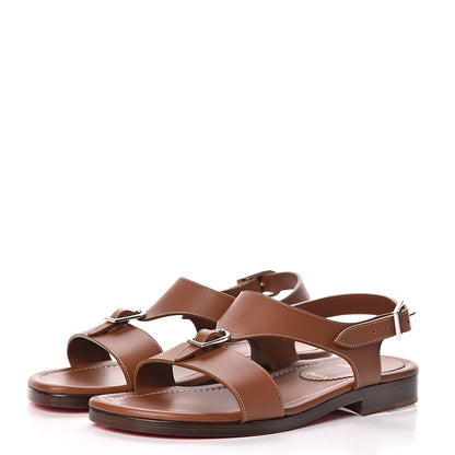 Christian Louboutin Calfskin Don Giovanni Flat Sandals 42 Cognac 3 of 7