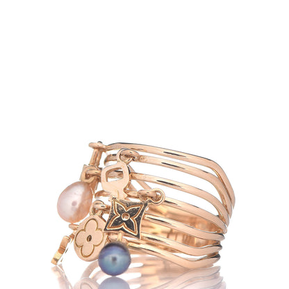 Louis Vuitton 18K Yellow Gold Freshwater Pearl Monogram Charm Ring 54 6.75 4 of 5
