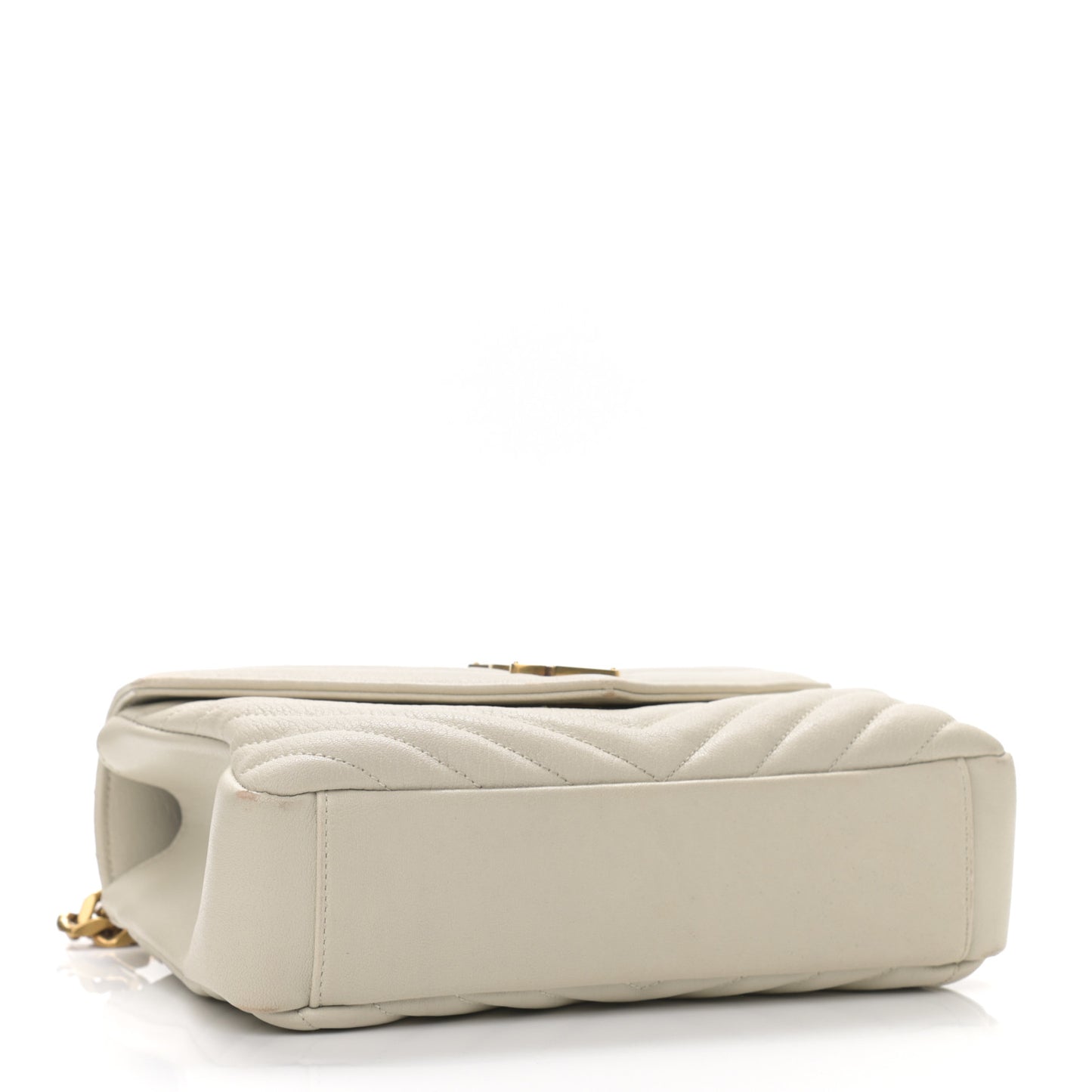 Sheepskin Matelasse Chevron Monogram Medium College Bag Crema Soft