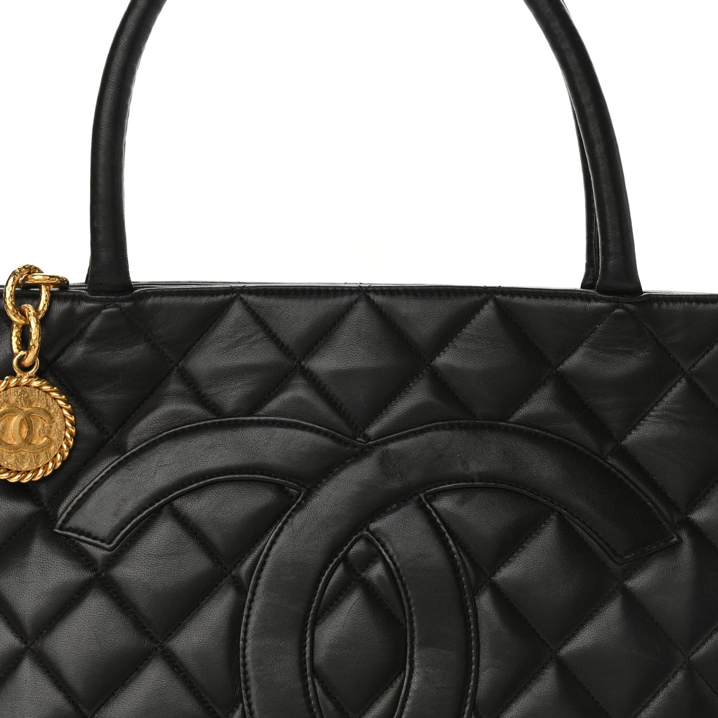 Caviar Quilted Medallion Tote Black