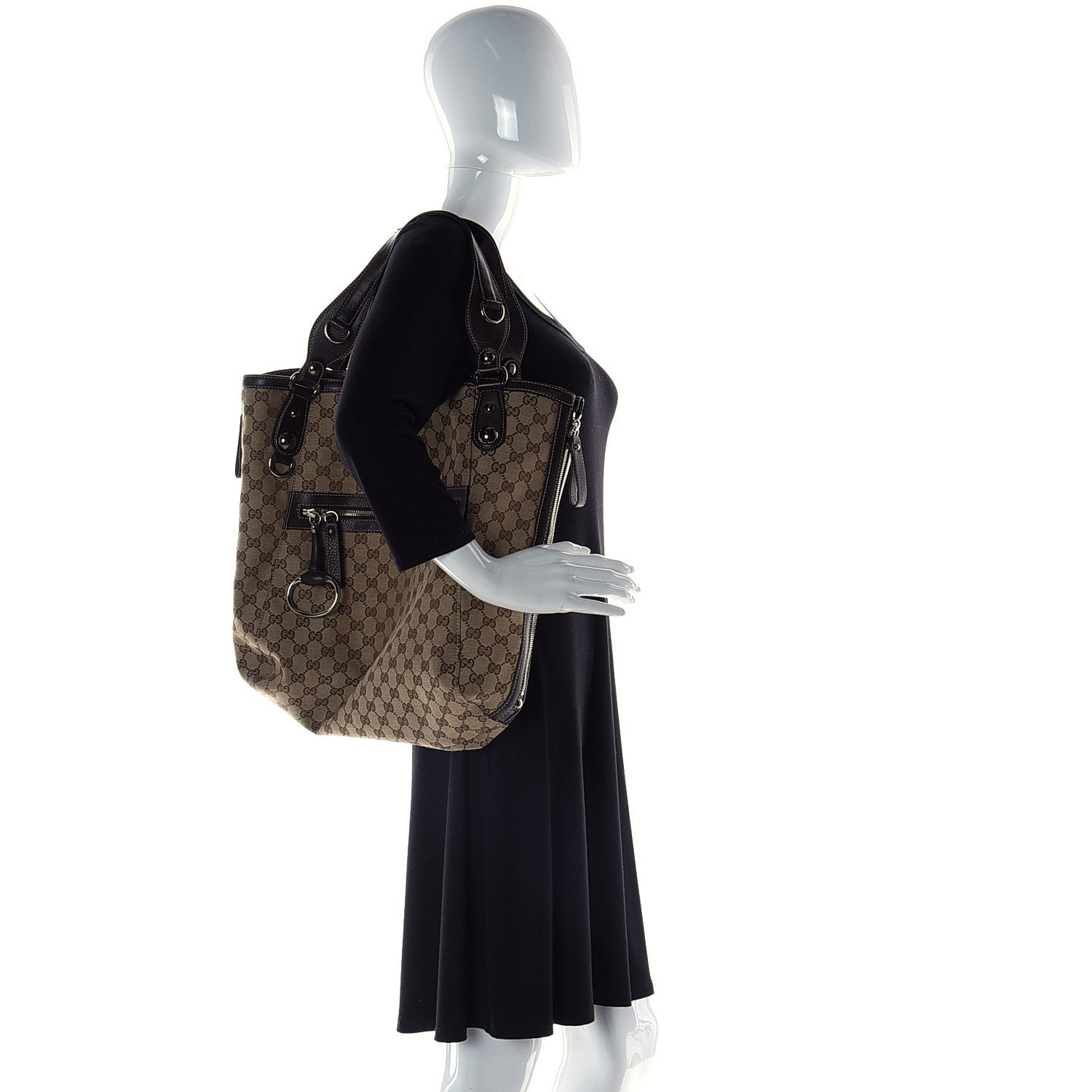 Gucci Monogram Large Icon Bit Tote Dark Brown 2 of 14