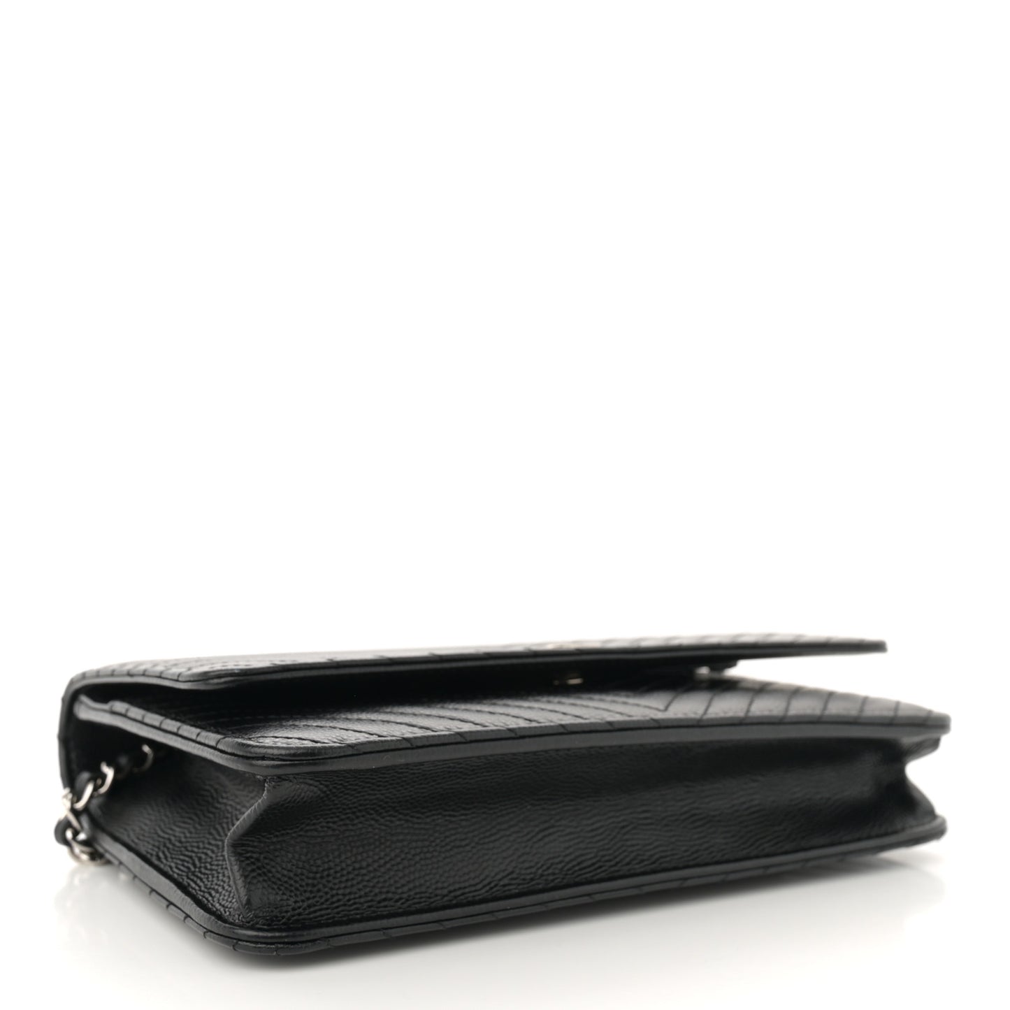 Caviar Chevron Quilted Wallet On Chain WOC Black