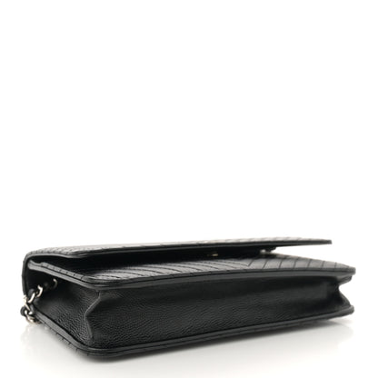Chanel Caviar Chevron Quilted Wallet On Chain WOC Black 4 of 11