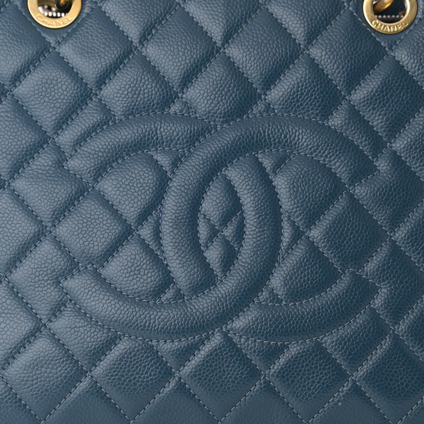 Caviar Quilted Grand Shopping Tote GST Dark Navy Blue