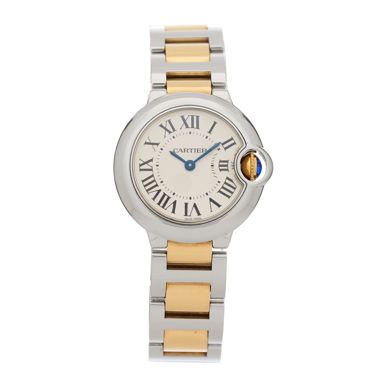 Stainless Steel 18K Yellow Gold 28mm Ballon Bleu De Cartier Quartz Watch
