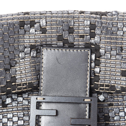 Fendi Metallic Lambskin Woven Baguette Light Grey 9 of 19