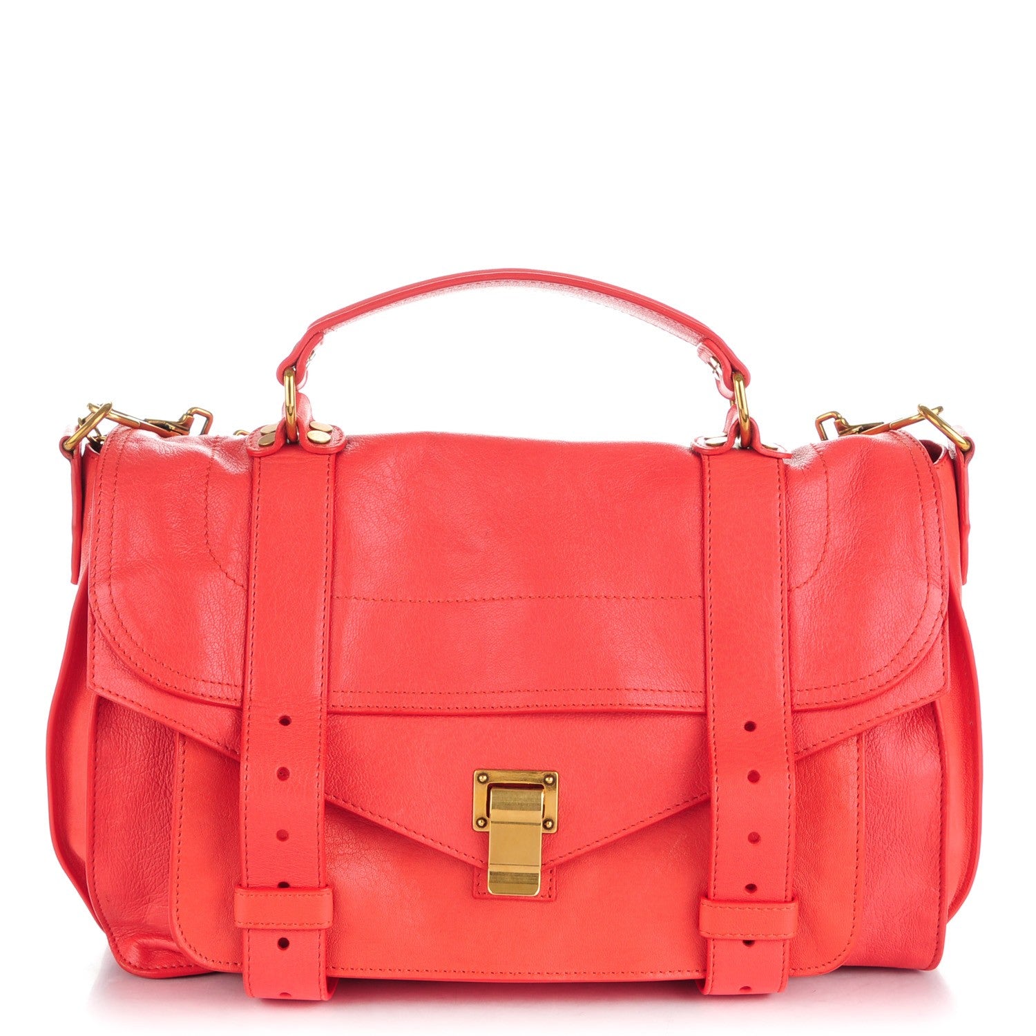 Proenza Schouler Lambskin Medium PS1 Satchel Deep Coral 1 of 9
